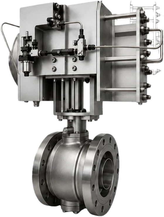 Optimus 8-inch actuated ball valve with pneumatic actuator